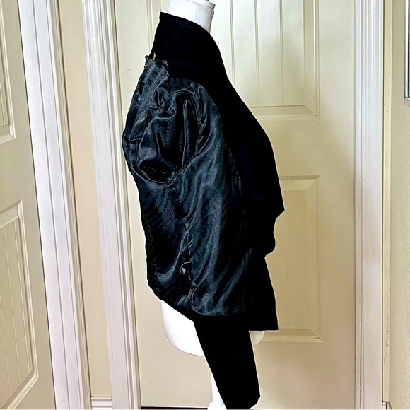 COLE HAAN Women’s Leather Suede Long Sleeve Open Front Jacket Black Size S Flowy - Picture 5 of 9